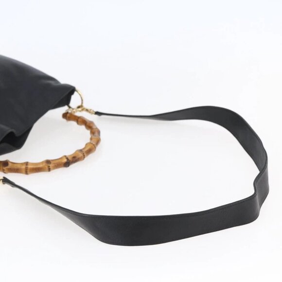 GUCCI Bamboo Shoulder Bag Leather 2way Black - Picture 9 of 14